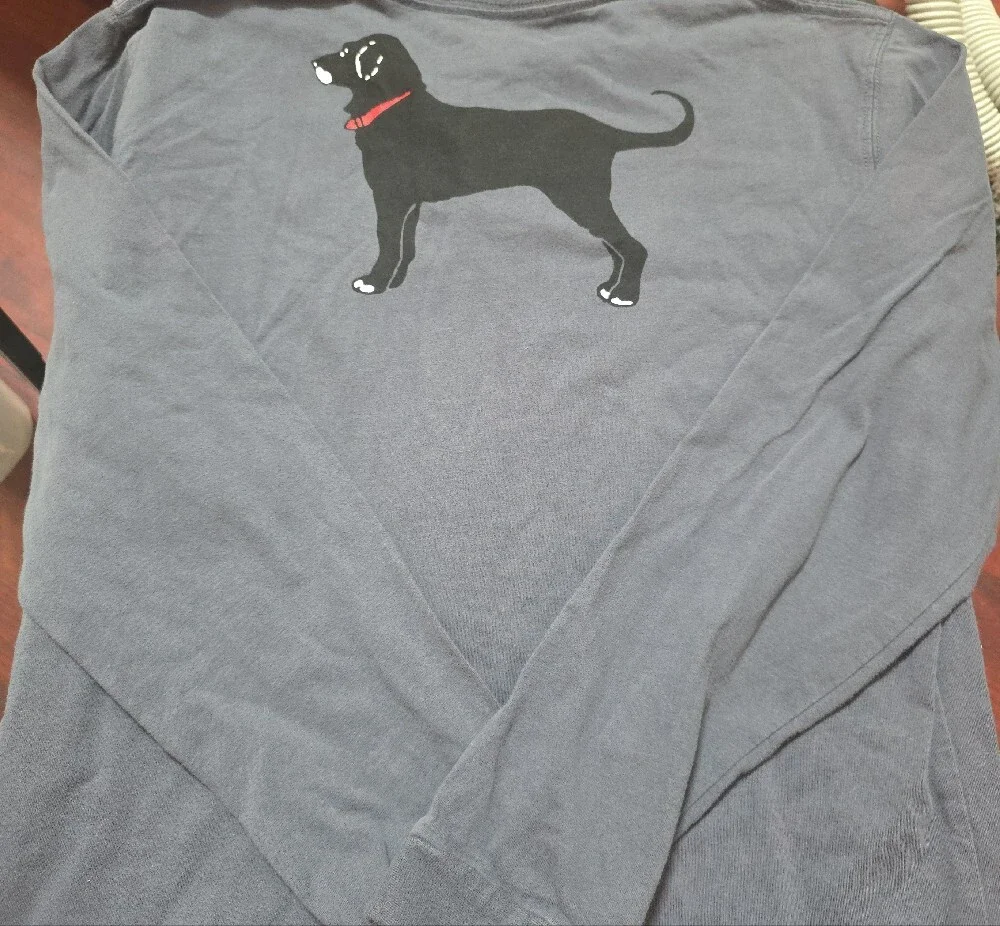 The Black Dog Martha's Vineyard Slate Gray Long-Sleeve Crew Shirt with Logo Flag